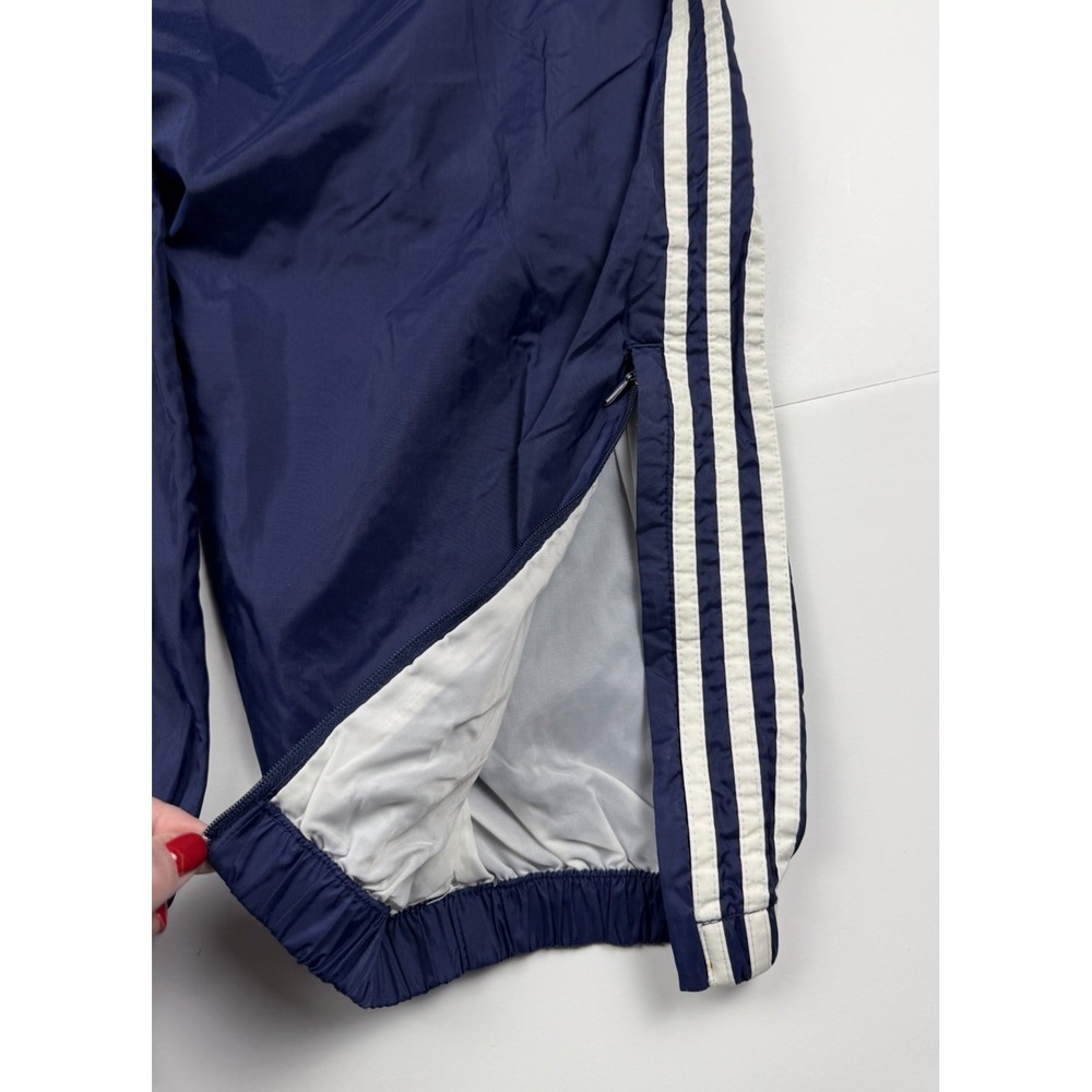 Vintage Y2K Adidas 3 Stripe Windbreaker Track Pants Blue Large with Zip Ankles - Picture 8 of 12